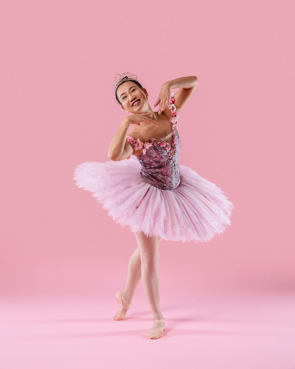 Dancer in strong arabesque