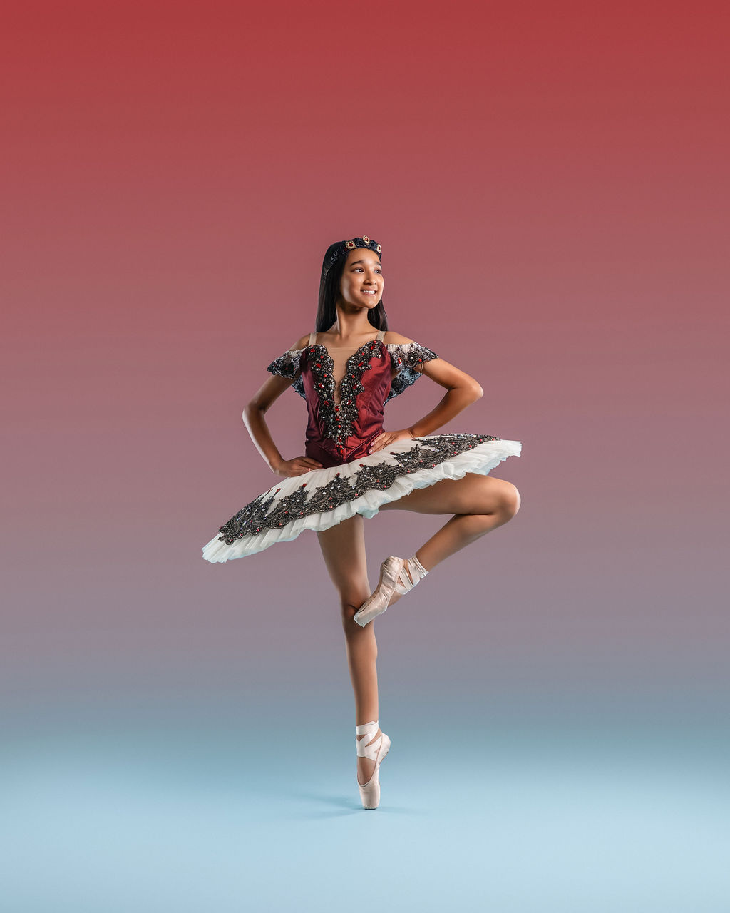 Junior dancer in a tutu, elegant pose